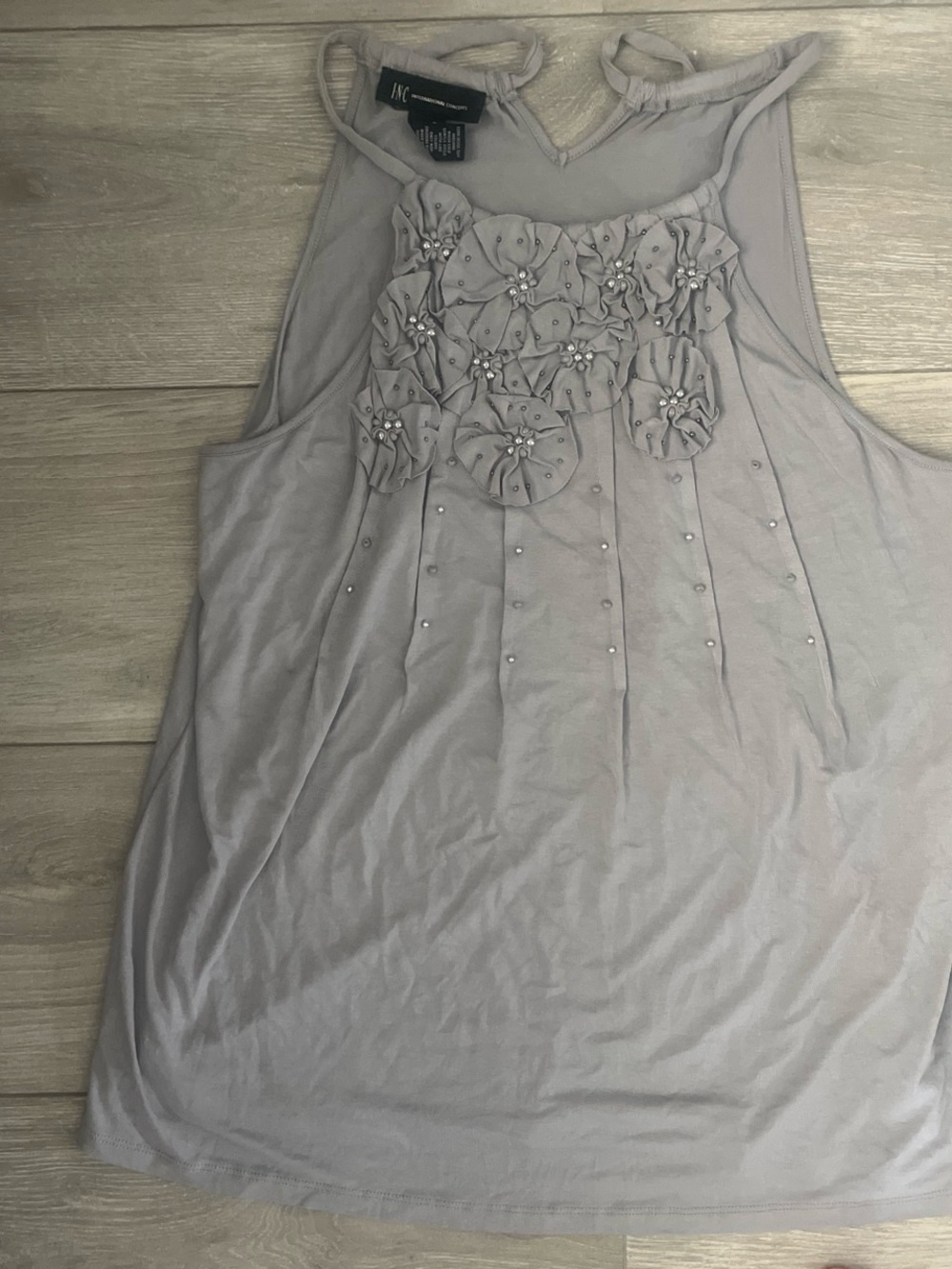 INC International Concepts Lavender Floral Applique Sleeveless Tank